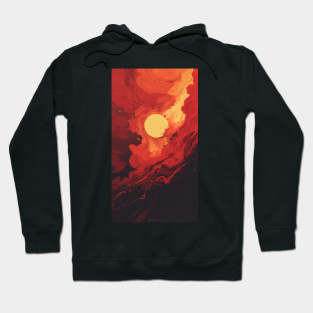 yellow moon with red abstract background Hoodie